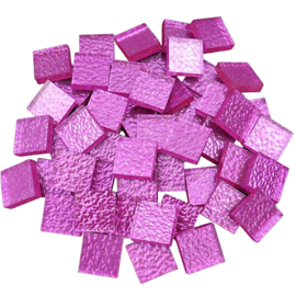 Mozaïek Spiegeltjes met textuur 15 mm per 50 gram Fuchsia 1915