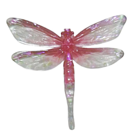 Decoratie Libelle Kunststof 5 x 4,5 cm Roze-Lichtblauw