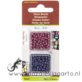 Rocailles Metallic Duo 8/0 Paars/Fuchsia 2 x 8 gram 7510