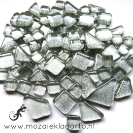 Glas Puzzelstukjes Glitter  Mix 100 gram Zilver 878