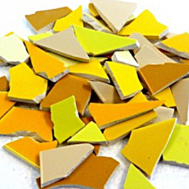 Mozaïek tegelscherven voor BINNEN per 750 gram Gele mix