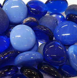 Glas Nugget 9-22 mm Mix 250 gram Blauw 306