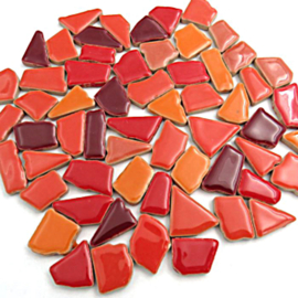 Keramiek Puzzelstukjes per 200 gram Mix Rood/Oranje 301