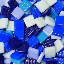 Mozaiek glastegeltjes 12 mm 250 gram Mix Blauw 304