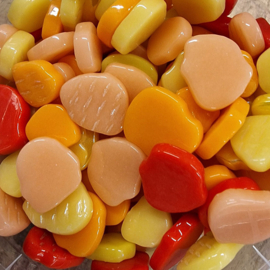 Mozaïek Glas Bloemblaadjes Variabel Klein 250 gram Mix Rood/Oranje/Geel 301