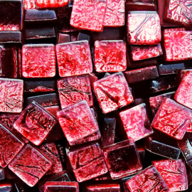 Mozaïek Glastegeltjes 10x10 mm (50 gram) Folie Rood 1028