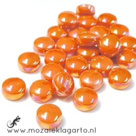 Glasdruppel Rond 12 mm per 50 gram Parelmoer Oranje 104P