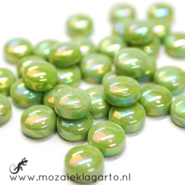 Glasdruppel Rond 12 mm per 50 gram Parelmoer Lichtgroen 011P