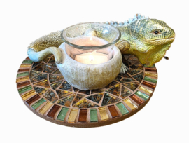 DIY Mozaïekpakket Lagarto (Hagedis met Waxinelichtje & Onderzetter) 80