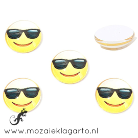 Cabochon/Plaksteen Glas 16 mm per 4 Smile Zonnebril 31399