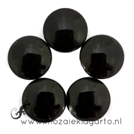 Cabochon/Plaksteen Glas 18 mm per 5 Opaal Zwart 002