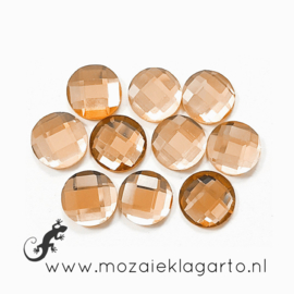 Glas facet geslepen rond 12 mm per 10  Champagne 608