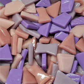 Mozaiek puzzelstukjes Glas 250 gram Mix Paars/Roze 305