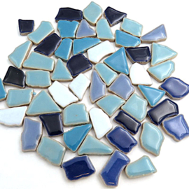 Keramiek Puzzelstukjes per 200 gram Mix Blauw 304