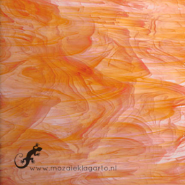 Glasplaat 20 x 20 cm Wit-Oranje Semi Translucent  SO375-1st