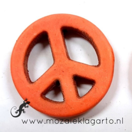Keramiek Peace teken 25 mm Oranje 002 per 2