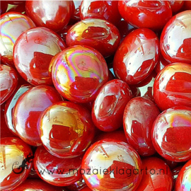 Glas Nugget 17-22 mm Opaal Iriserend 50 gram Rood 4447