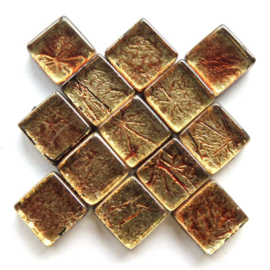 Mozaïek Glastegeltjes 10x10 mm (50 gram) Folie Brons 1015
