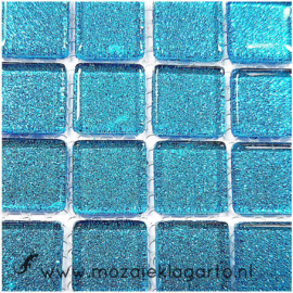 Glitter 2x2 cm per 16 tegels Aqua 023