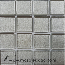 Metaalglans 2x2 cm per 16 tegels Zilver 002