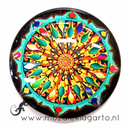 Cabochon/Plaksteen Glas 30 mm Mandala  Multicolor 40214