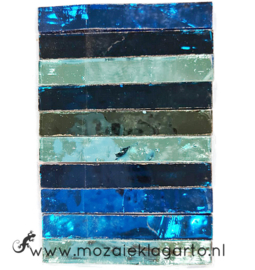 Tiffany Spiegelglas reepjes 1x6.5 cm per 10 Aqua/Zeegroen 016