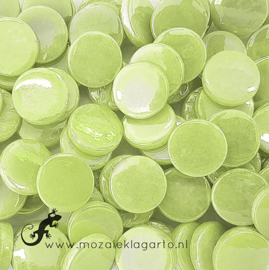 Glastegel Rond 18 mm Parelmoer per 50 gram Pastelgroen 003