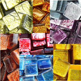 Mozaïek Glastegeltjes 10x10 mm (250 gram) Folie Bont 300