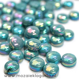 Glasdruppel Rond 12 mm per 50 gram Parelmoer Donker Zeegroen 016P