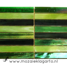 Tiffany glas reepjes 1x6.5 cm per 10 Groen 006