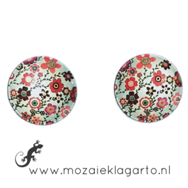 Cabochon/Plaksteen Glas 18 mm per 2 Mintgroen - Roze 24238