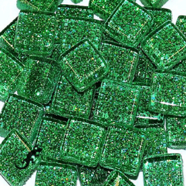 Glasmozaiek glitter 1 x 1 cm per 50 gram Groen 82-10