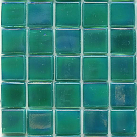 Opaline Iriserende Glastegels – Parelmoer Mozaïek 15x15 mm – 25 stuks Zeegroen 26