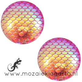 Decoratiesteen kunststof Holografisch 12 mm per 5 Oranje/Roze 58598