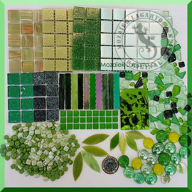 Mozaiekglas mix Groen in cadeaudoos​  25-5