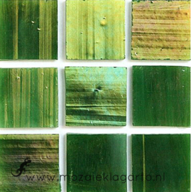 Tiffany glastegels 2x2 cm per 25 Groen Iriserend 119