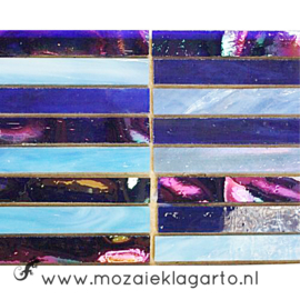 Tiffany glas reepjes 1x6.5 cm per 10 Blauw 001