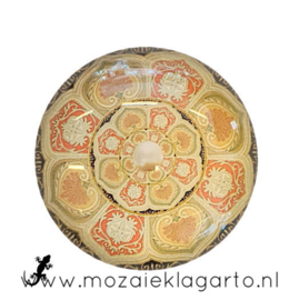 Cabochon/Plaksteen Glas 30 mm Mandala Crème-Bruin-Oranje 5008