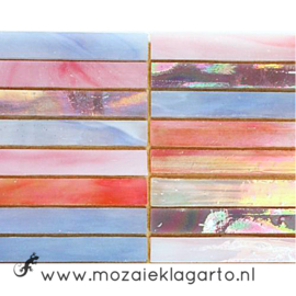 Tiffany glas reepjes 1x6.5 cm per 10 Roze/Paars 010