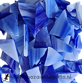 Gekleurde glasscherven Semi Translucent Blauw/Wit W118st