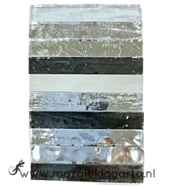 Tiffany Spiegelglas reepjes 1x6.5 cm per 10 Zwart/Wit/Zilver 012