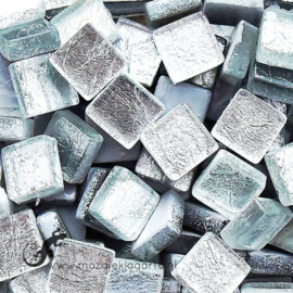 Mozaïek Glastegeltjes 10x10 mm (50 gram) Folie Zilver 2339