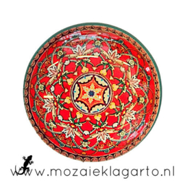 Cabochon/Plaksteen Glas 30 mm Mandala Rood-Lichtgeel 5001