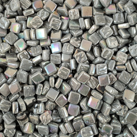 Mozaiek tegeltjes glas 8 x 8 mm Parelmoer per 50 gram Middengrijs 047