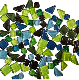 Mozaiek Puzzelstukjes Soft Glas 250 gram Groene Mix 303