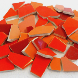 Mozaïek tegelscherven voor BINNEN per 750 gram Oranje mix