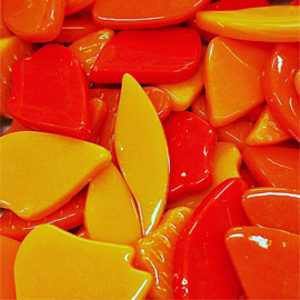 Mozaïek Glas Bloemblaadjes Variabel Groot 250 gram Mix Rood/Oranje 301