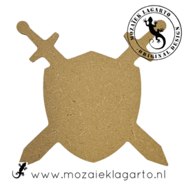 Ondergrond voor mozaiek MDF Schild met zwaarden 15 cm