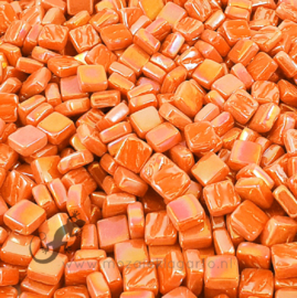 Mozaiek tegeltjes glas 8 x 8 mm Parelmoer per 50 gram Oranje 104P
