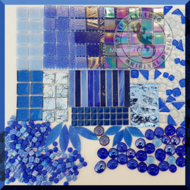 Mozaiekglas mix Blauw in cadeaudoos​ 25-2